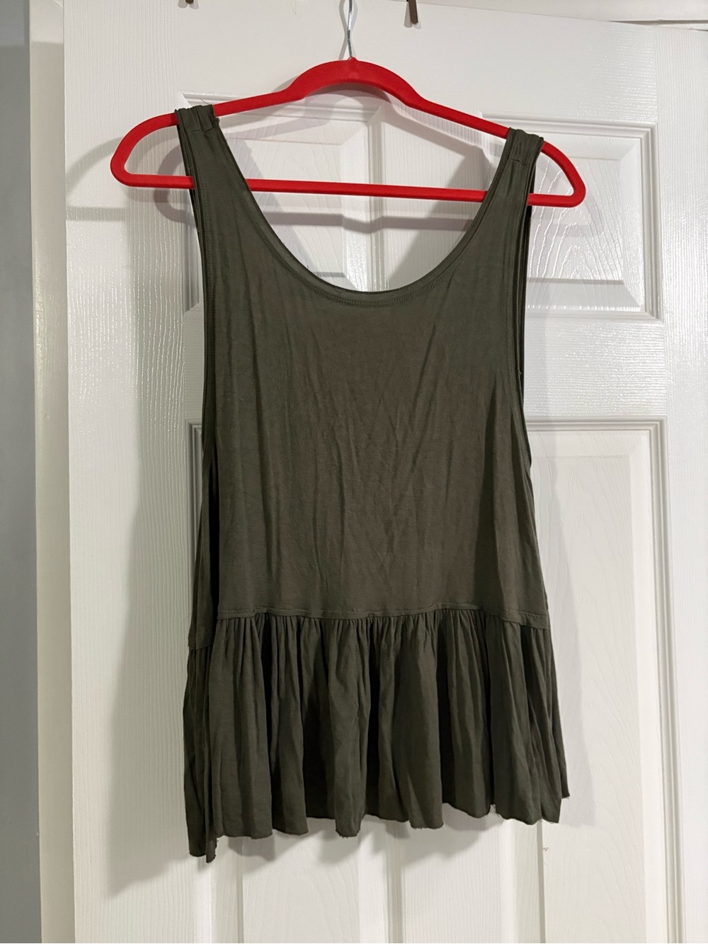 Mossimo Supply Co. Olive Ruffle Hem Sleeveless Tank
